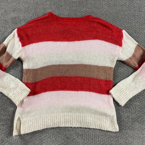 Fat Face Alpaca Wool Blend Sweater Women's Size 4 Stripe Red Pink Brown White - Picture 4 of 12